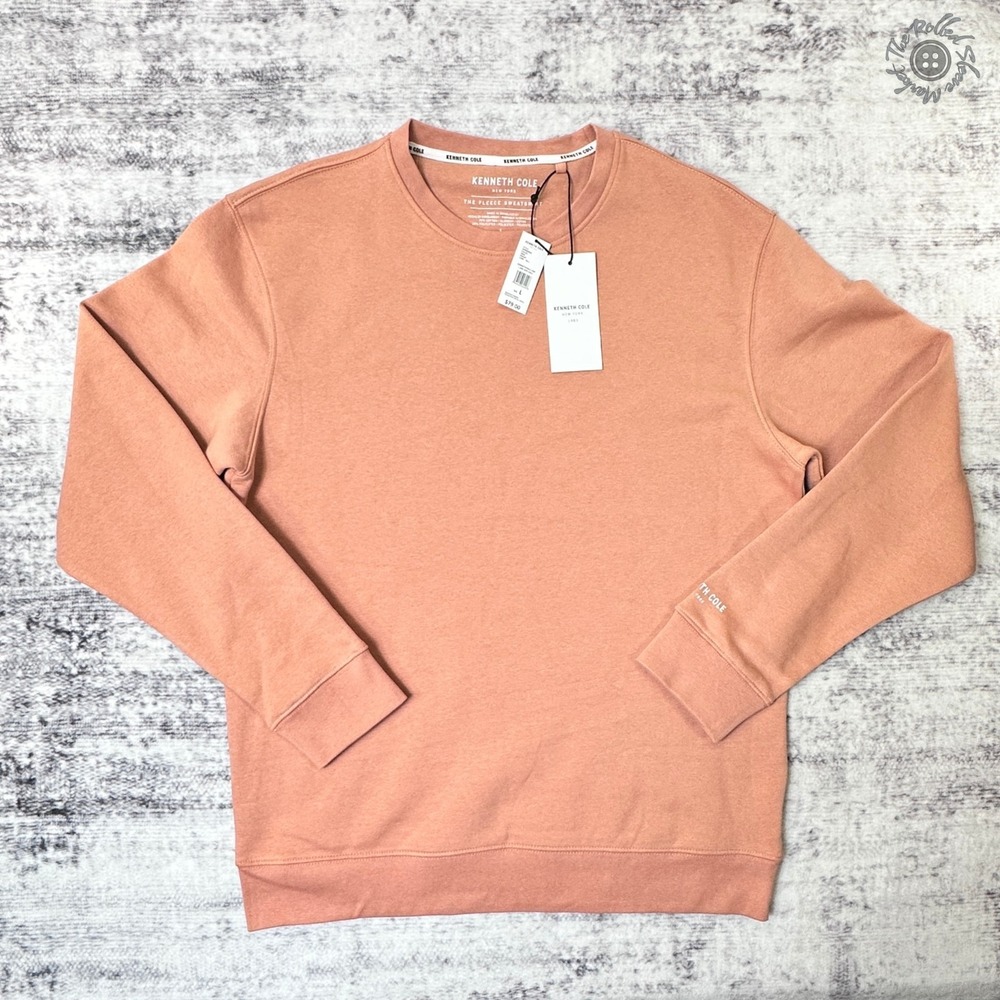 NWT Kenneth Cole New York Fleece Sweatshirt Men's‎ Large Peach Orange KF9R89ROE